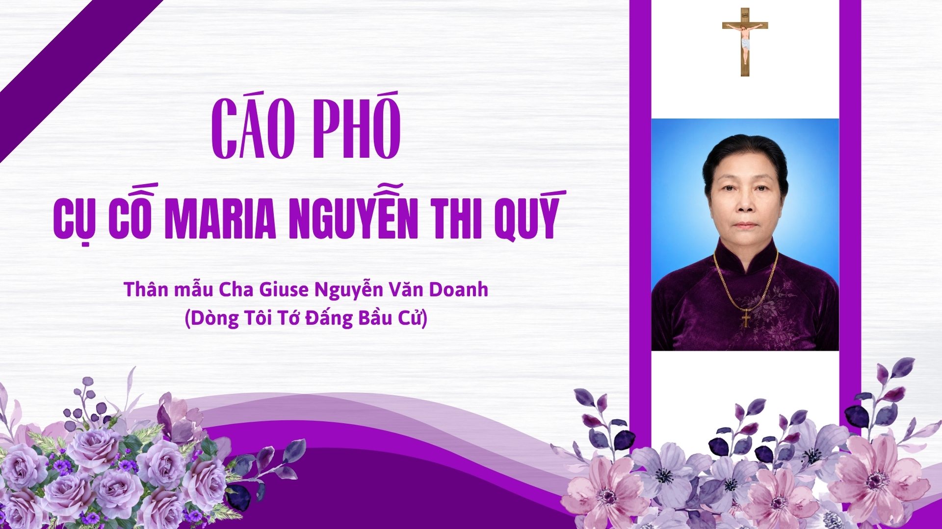Cáo phó: Cụ cố Maria Nguyễn Thị Quý